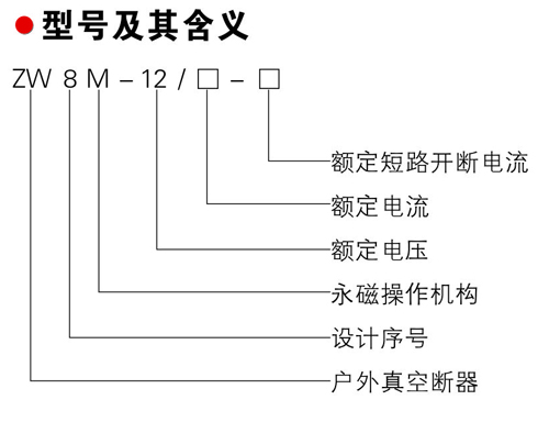 ZWBM-12/630-20型户外高压永磁真空断路器型号及其含义