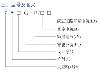 ZW口C2-12系列 户外高压智能真空断路器型号及含义